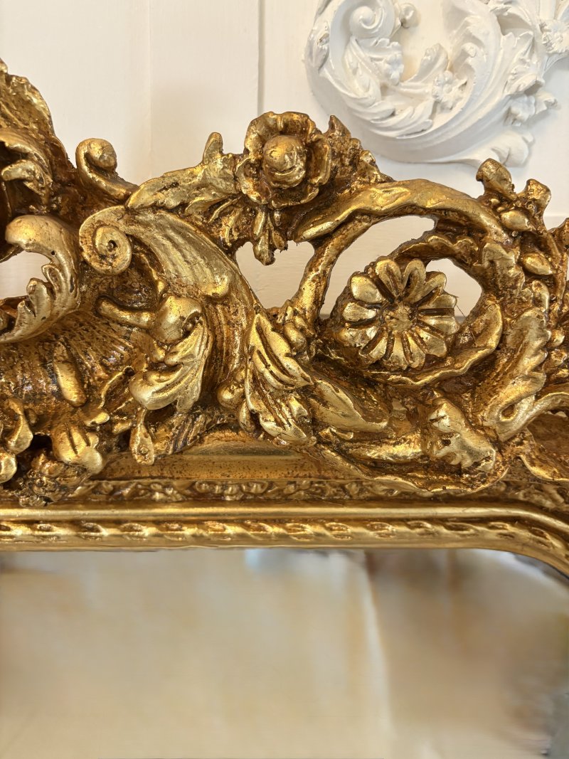Outstanding Quality Antique Edwardian Carved Gilded Frame Wall Mirror - Image 8